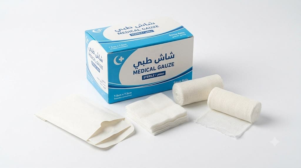 شاش طبي بعبوات ولفائف